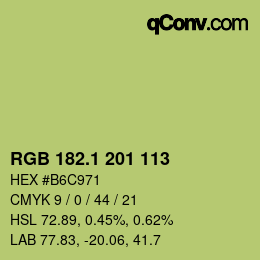 カラーコード: RGB 182.1 201 113 | qconv.com