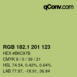 カラーコード: RGB 182.1 201 123 | qconv.com