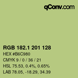 カラーコード: RGB 182.1 201 128 | qconv.com