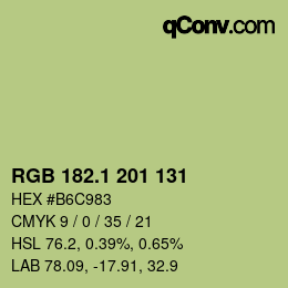 カラーコード: RGB 182.1 201 131 | qconv.com