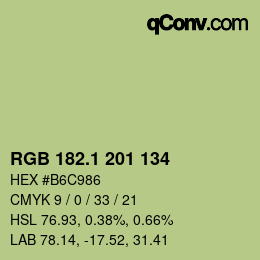 カラーコード: RGB 182.1 201 134 | qconv.com