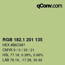 カラーコード: RGB 182.1 201 135 | qconv.com