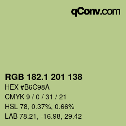カラーコード: RGB 182.1 201 138 | qconv.com