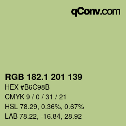カラーコード: RGB 182.1 201 139 | qconv.com