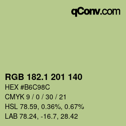 カラーコード: RGB 182.1 201 140 | qconv.com