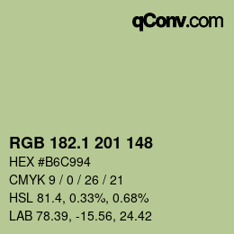 カラーコード: RGB 182.1 201 148 | qconv.com