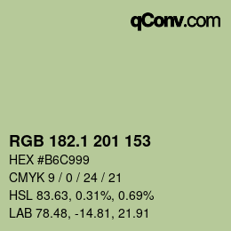 Color code: RGB 182.1 201 153 | qconv.com