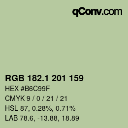 カラーコード: RGB 182.1 201 159 | qconv.com