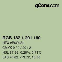 カラーコード: RGB 182.1 201 160 | qconv.com