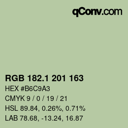 カラーコード: RGB 182.1 201 163 | qconv.com