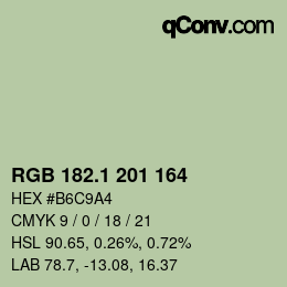 カラーコード: RGB 182.1 201 164 | qconv.com