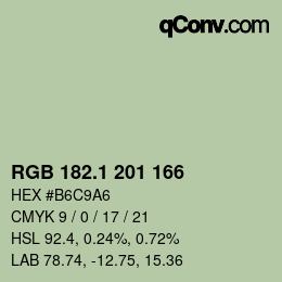 カラーコード: RGB 182.1 201 166 | qconv.com