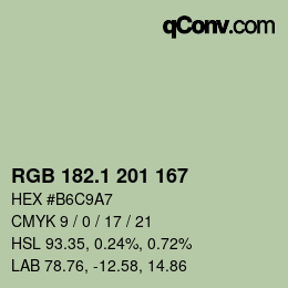 Color code: RGB 182.1 201 167 | qconv.com