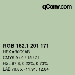 カラーコード: RGB 182.1 201 171 | qconv.com