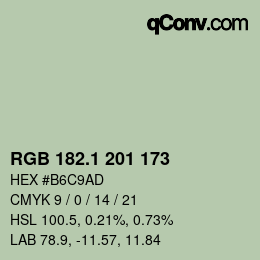 Color code: RGB 182.1 201 173 | qconv.com