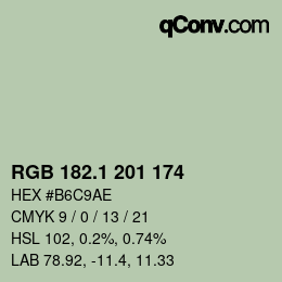 カラーコード: RGB 182.1 201 174 | qconv.com