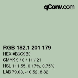 カラーコード: RGB 182.1 201 179 | qconv.com