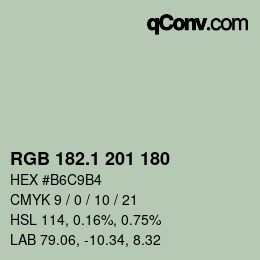 カラーコード: RGB 182.1 201 180 | qconv.com