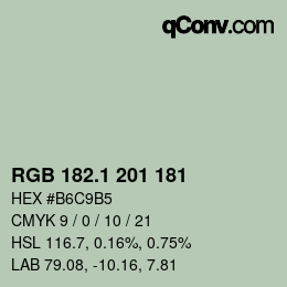 Color code: RGB 182.1 201 181 | qconv.com
