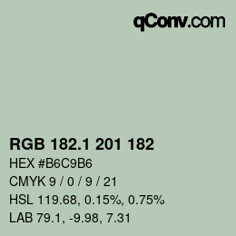 カラーコード: RGB 182.1 201 182 | qconv.com