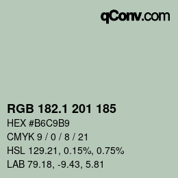 カラーコード: RGB 182.1 201 185 | qconv.com