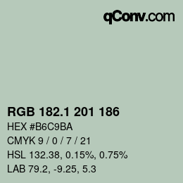 Color code: RGB 182.1 201 186 | qconv.com