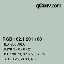 Color code: RGB 182.1 201 188 | qconv.com