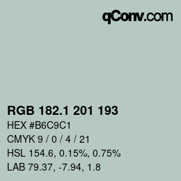 Color code: RGB 182.1 201 193 | qconv.com