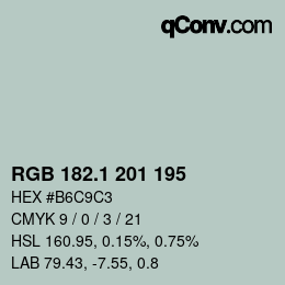 Color code: RGB 182.1 201 195 | qconv.com