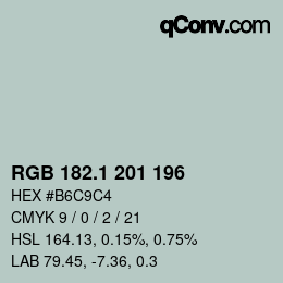 カラーコード: RGB 182.1 201 196 | qconv.com