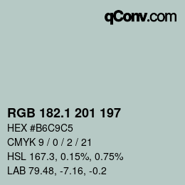 Color code: RGB 182.1 201 197 | qconv.com