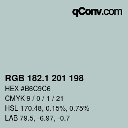Color code: RGB 182.1 201 198 | qconv.com