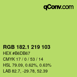 カラーコード: RGB 182.1 219 103 | qconv.com
