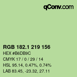 カラーコード: RGB 182.1 219 156 | qconv.com
