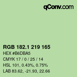 カラーコード: RGB 182.1 219 165 | qconv.com