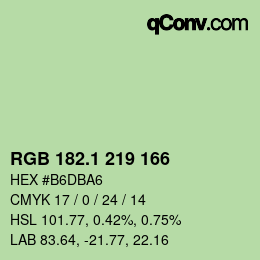 カラーコード: RGB 182.1 219 166 | qconv.com