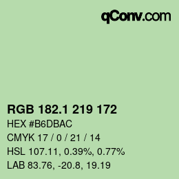 Color code: RGB 182.1 219 172 | qconv.com
