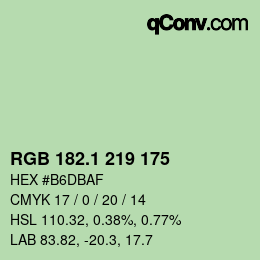 カラーコード: RGB 182.1 219 175 | qconv.com