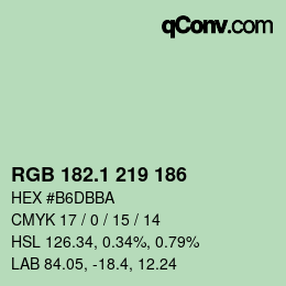 Color code: RGB 182.1 219 186 | qconv.com