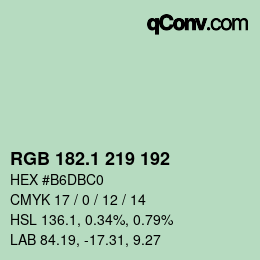 Color code: RGB 182.1 219 192 | qconv.com