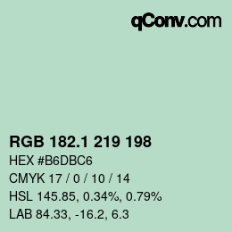 カラーコード: RGB 182.1 219 198 | qconv.com
