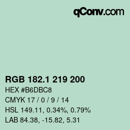 カラーコード: RGB 182.1 219 200 | qconv.com