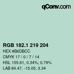 カラーコード: RGB 182.1 219 204 | qconv.com