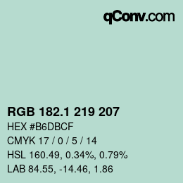 Color code: RGB 182.1 219 207 | qconv.com