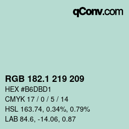 Color code: RGB 182.1 219 209 | qconv.com