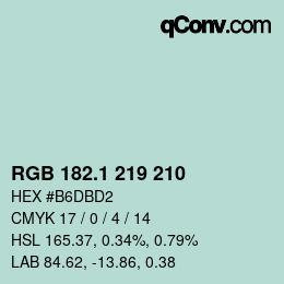 Color code: RGB 182.1 219 210 | qconv.com