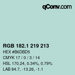カラーコード: RGB 182.1 219 213 | qconv.com