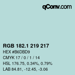 Color code: RGB 182.1 219 217 | qconv.com