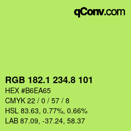 カラーコード: RGB 182.1 234.8 101 | qconv.com