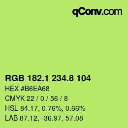 カラーコード: RGB 182.1 234.8 104 | qconv.com